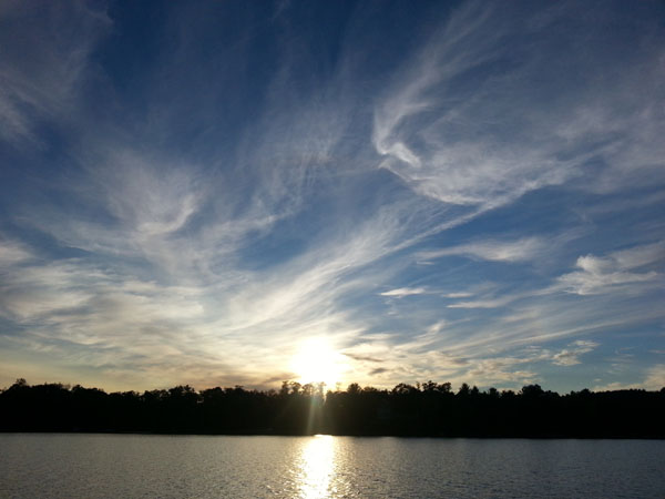 Bright sunrise over Wisconsin lake