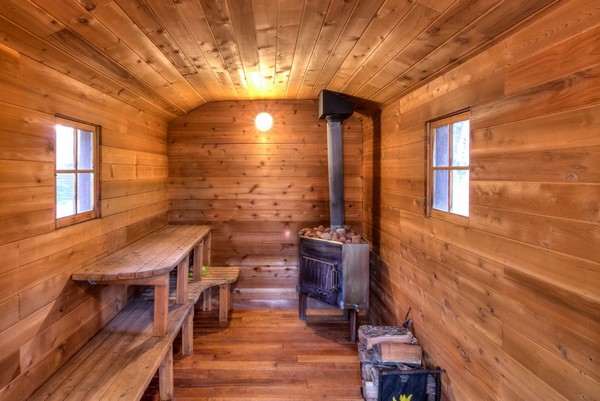 Inside the sauna