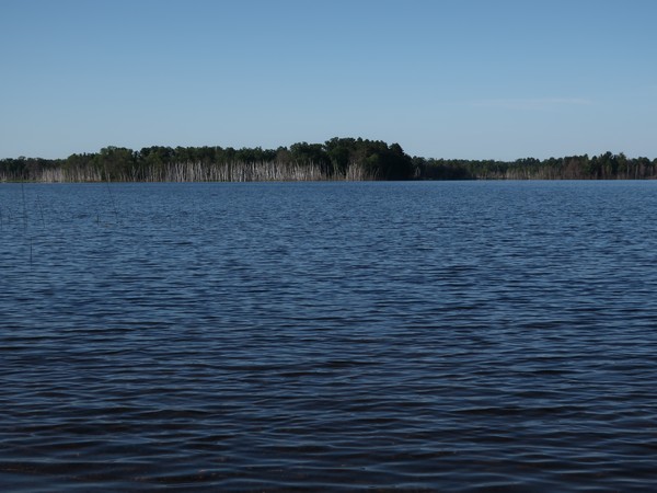 Blue lake in Northwestern Wisconsin’s lake country