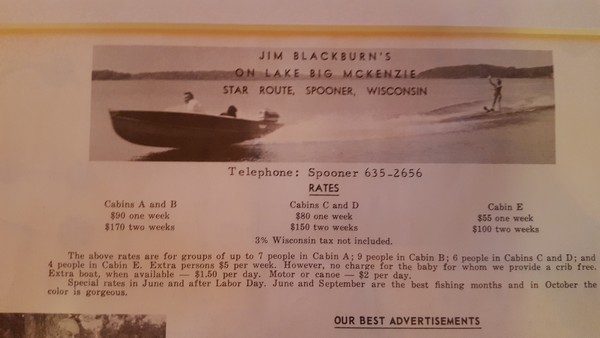 Rental Information for the Blackburn Resort on Big McKenzie Lake