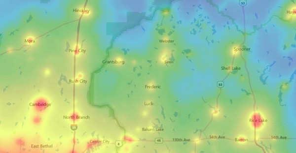 light pollution map